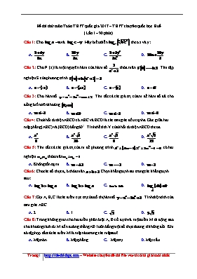 Đề thi thử môn Toán THPT quốc gia - Trường THPT chuyên quốc học Huế